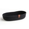 Handmade Cotton Bread Basket Set (3 Pieces), Black Jute Rope, 12 x 22 x 5 cm | Stylish & Functional Storage for Kitchen & Dining | Perfect for Bread & More