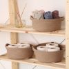 Handmade Cotton Basket Set (3 Pieces), Beige Jute Rope, 25 x 25 x 10 cm | Perfect for Bathroom Storage & Organization, Stylish & Durable Design