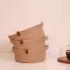 Handmade Cotton Basket Set (3 Pieces), Beige Jute Rope, 25 x 25 x 10 cm | Perfect for Bathroom Storage & Organization, Stylish & Durable Design