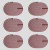 Handmade Table Mat Set (6 Pieces) with PU Leather Knife Holder, 30 x 40 cm, 100% Cotton Jute Rope, Elegant Beige Design for Dining & Kitchen Use