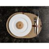 Handmade Table Mat Set (6 Pieces) with PU Leather Knife Holder, 30 x 40 cm, 100% Cotton Jute Rope, Elegant Beige Design for Dining & Kitchen Use