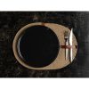 Handmade Table Mat Set (6 Pieces) with PU Leather Knife Holder, 30 x 40 cm, 100% Cotton Jute Rope, Elegant Beige Design for Dining & Kitchen Use