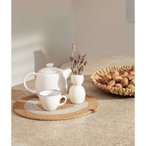 Handmade Cotton Runner, 37 x 37 cm, Natural & Grey | 100% Cotton, Stylish & Durable | Perfect for Home Décor & Dining Spaces, Elegant Design