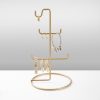Elegant Gold Jewellery Stand Organizer, 15 cm Diameter x 27 cm Height | 100% Metal, Lightweight at 0.176 kg | Perfect for Stylish Storage & Display
