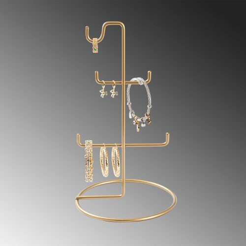 Elegant Gold Jewellery Stand Organizer, 15 cm Diameter x 27 cm Height | 100% Metal, Lightweight at 0.176 kg | Perfect for Stylish Storage & Display