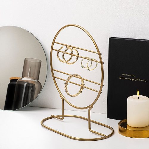 Elegant Gold Metal Jewellery Stand Organizer, 23 x 28 x 13 cm | 100% Durable Metal | Perfect for Displaying & Organizing Accessories