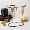 Elegant Black Metal Jewellery Stand Organizer, 21 x 25 x 14 cm | 100% Durable Metal | Perfect for Storing Necklaces, Earrings & Accessories