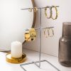 Elegant Chrome Jewellery Stand Organizer, 15 cm Diameter x 30 cm Height | 100% Metal Construction | Stylish & Functional Storage for Accessories