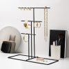 Elegant Black Metal Jewellery Stand Organizer, 40 x 41 x 15 cm | 100% Durable Metal | Perfect for Organizing Necklaces, Earrings & Accessories