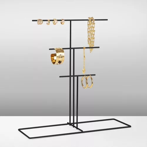 Elegant Black Metal Jewellery Stand Organizer, 40 x 41 x 15 cm | 100% Durable Metal | Perfect for Organizing Necklaces, Earrings & Accessories