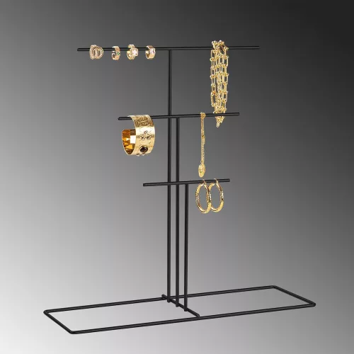 Elegant Black Metal Jewellery Stand Organizer, 40 x 41 x 15 cm | 100% Durable Metal | Perfect for Organizing Necklaces, Earrings & Accessories