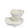Elegant White Ceramic Mug Set (2 Pieces) with Saucer, 15 cm | 100% Ceramic, Perfect for Coffee & Tea Lovers | Stylish & Functional Design