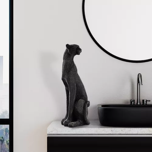 Hand-Painted Decorative Object, Black, 15 x 43 x 15 cm | 100% Polyester, Unique Color Variations | Perfect for Home Decor & Accent Pieces