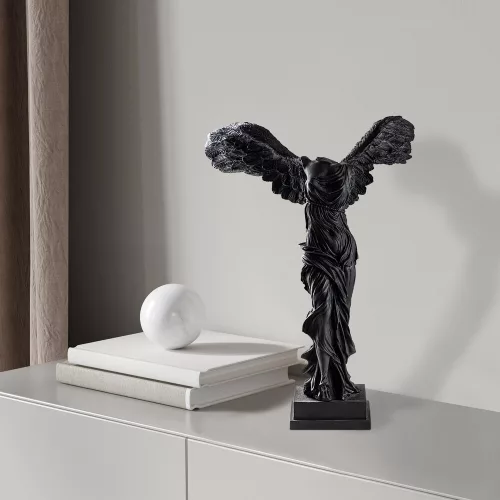 Hand-Painted Decorative Object, Black, 28 x 40 x 18 cm | 100% Polyester, Unique Color Variations | Perfect for Home Decor & Accent Pieces