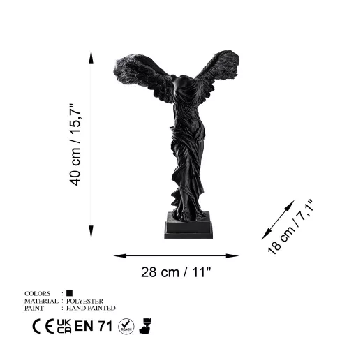 Hand-Painted Decorative Object, Black, 28 x 40 x 18 cm | 100% Polyester, Unique Color Variations | Perfect for Home Decor & Accent Pieces