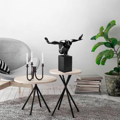 Hand-Painted Decorative Object, Black, 50 x 43 x 20 cm | 100% Polyester, Unique Color Variations | Perfect for Home Decor & Accent Pieces