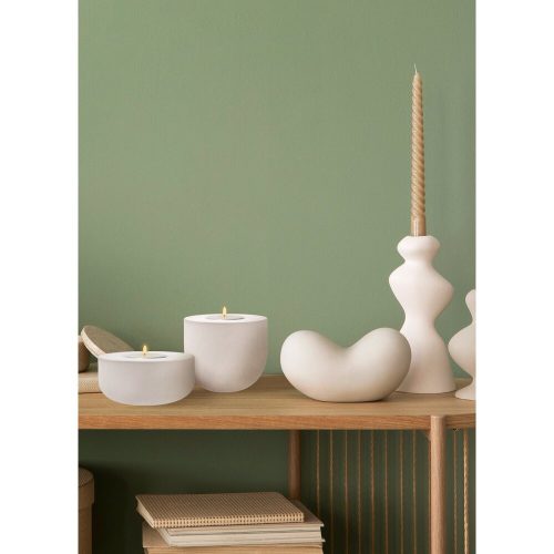 Elegant White Ceramic Candlestick, 12 x 12 x 5 cm | 100% Ceramic | Perfect for Home Decor, Weddings & Special Occasions, Stylish & Timeless Design