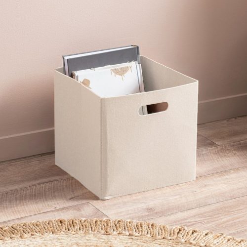 Stylish Cream Felt Basket, 30 x 30 x 30 cm | 100% Felt, Non-Machine Washable | Ideal for Organizing Home & Office, Soft & Elegant Design