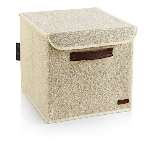 Stylish Felt Storage Box, Cream, 30 x 30 x 30 cm | 100% Terrycloth, Easy to Clean with Damp Cloth | Perfect for Organizing Home & Office Spaces