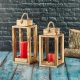 Elegant Wooden Candlestick Lanterns (2 Pieces) - Natural Finish, 30 cm & 25 cm | Perfect for Home Decor & Ambient Lighting | Stylish & Functional Design