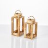 Elegant Wooden Candlestick Lanterns (2 Pieces) - Natural Finish, 30 cm & 25 cm | Perfect for Home Decor & Ambient Lighting | Stylish & Functional Design