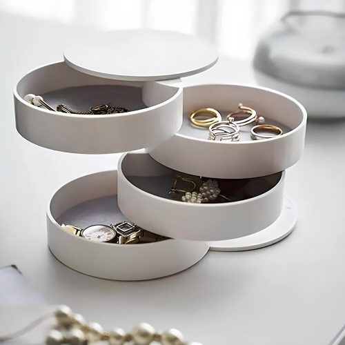 Elegant White Jewellery Stand Organizer, 10 cm Diameter, BPA Free Plastic Body | Stylish & Functional Storage for Necklaces, Earrings & More