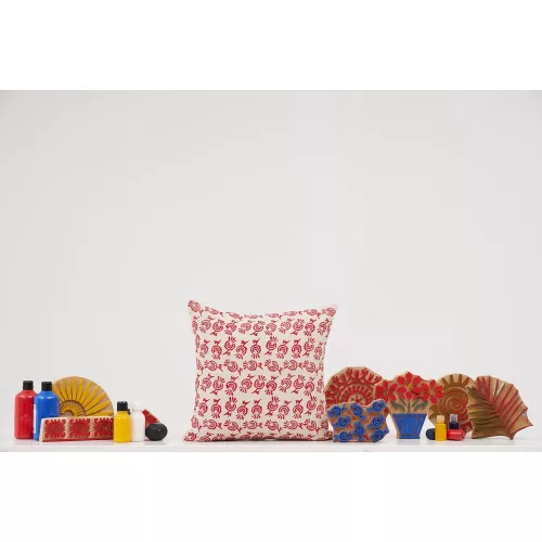 Handmade Cream Chenille Cushion, 50 x 50 cm | 100% Fiber Filling | Soft & Stylish Decor for Living Room, Bedroom, and Cozy Spaces