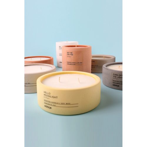 Elegant Grey Concrete Candle, Cocoa/Cream Essence, 12 cm Diameter x 4.5 cm Height | Eco-Friendly Paraffin/Soya Blend