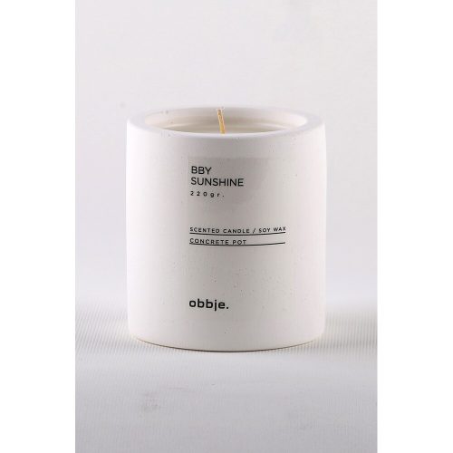 Elegant White Concrete Candle, Sandalwood Essence, 8.5 cm Diameter x 9 cm Height | Paraffin/Soya Blend