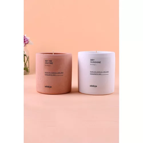 Elegant White Concrete Candle, Sandalwood Essence, 8.5 cm Diameter x 9 cm Height | Paraffin/Soya Blend