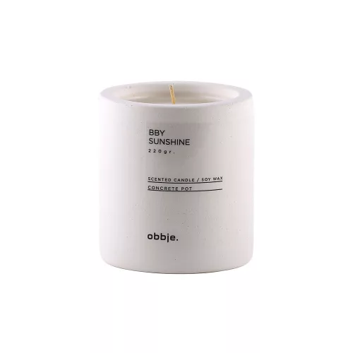 Elegant White Concrete Candle, Sandalwood Essence, 8.5 cm Diameter x 9 cm Height | Paraffin/Soya Blend