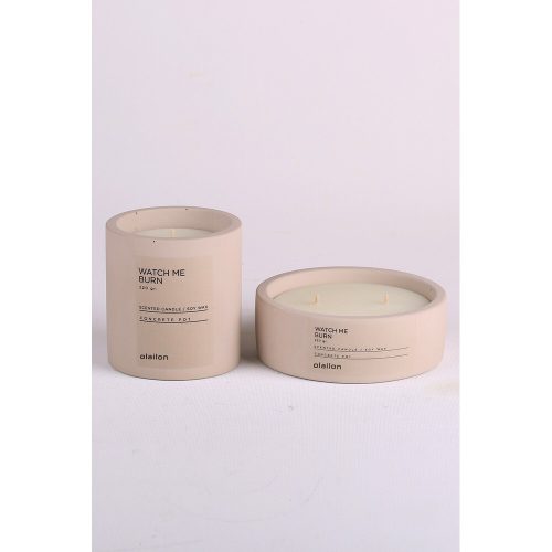 Elegant Candle Set (2 Pieces), Amber Essence, Beige | 100% Concrete & Paraffin/Soya | Candle 1: 8.5x9 cm, Candle 2: 12x4.5 cm | Perfect for Home Décor