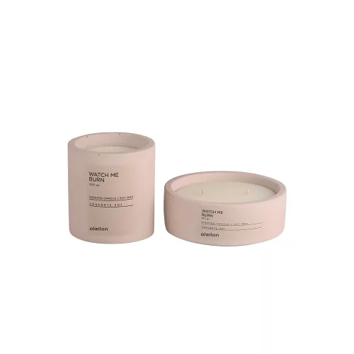 Elegant Candle Set (2 Pieces), Amber Essence, Beige | 100% Concrete & Paraffin/Soya | Candle 1: 8.5x9 cm, Candle 2: 12x4.5 cm