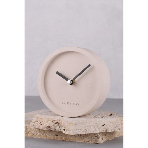 Elegant Beige Decorative Clock, 12 cm x 4 cm | 100% Concrete Design | Stylish Accent for Home & Office Decor, Modern & Durable