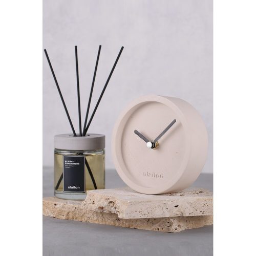 Elegant Beige Decorative Clock, 12 cm x 4 cm | 100% Concrete Design | Stylish Accent for Home & Office Decor, Modern & Durable
