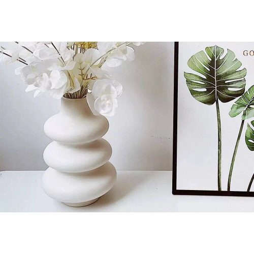 Elegant Cream Ceramic Vase, 8 x 8 x 20 cm | 100% High-Quality Ceramic | Perfect for Home Decor & Floral Arrangements, Stylish & Versatile Design