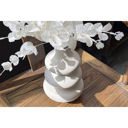 Elegant Cream Ceramic Vase, 8 x 8 x 20 cm | 100% High-Quality Ceramic | Perfect for Home Decor & Floral Arrangements, Stylish & Versatile Design