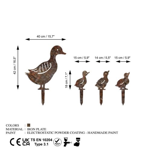 Hand-Painted Decorative Metal Objects (4 Pieces), Antiquation Color, Sizes: 42x40cm, 18x15cm, 18x14cm | 100% Metal, 1.5mm Thickness | No Assembly Required, Unique Design