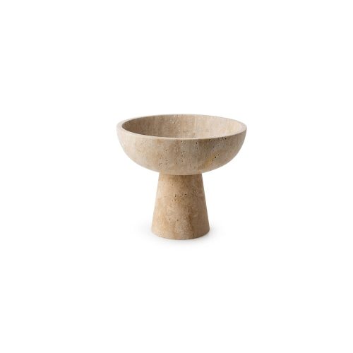 Elegant Footed Bowl, 20 cm Diameter x 17 cm Height, 100% Travertine Marble, Beige | Perfect for Home Decor & Centerpieces, Stylish & Durable Design