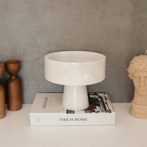 Elegant Thassos Marble Footed Bowl, 20 cm Diameter x 17 cm Height | 100% White Marble | Perfect for Home Decor & Dining Table Centerpiece