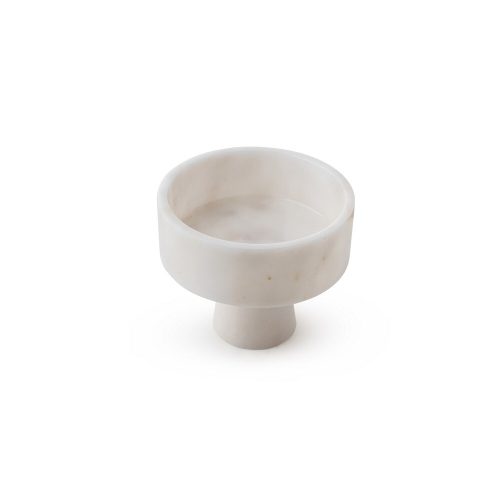 Elegant Thassos Marble Footed Bowl, 20 cm Diameter x 17 cm Height | 100% White Marble | Perfect for Home Decor & Dining Table Centerpiece