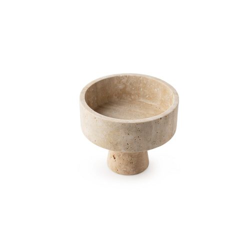 Elegant Footed Bowl, 20 cm Diameter x 17 cm Height, 100% Travertine Marble, Beige | Perfect for Home Decor & Centerpieces, Stylish & Durable Design