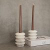 Elegant Candlestick Set (2 Pieces), 100% Thassos Marble, White | Tall: 9cm Dia x 12cm H, Short: 9cm Dia x 6cm H | Perfect for Home Decor & Special Occasions