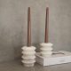 Elegant Candlestick Set (2 Pieces), 100% Thassos Marble, White | Tall: 9cm Dia x 12cm H, Short: 9cm Dia x 6cm H