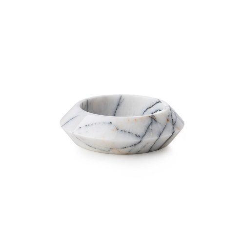 Elegant White Bowl, 23 cm Diameter, 7 cm Height | 100% Sicily Lila Marble | Perfect for Serving & Decor | Stylish Addition to Any Home