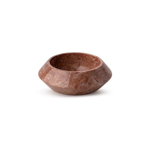 Elegant Red Travertine Marble Bowl, 23 cm Diameter x 7 cm Height | 100% Natural Stone, Rich Red & Brown Colors | Perfect for Home Decor & Centerpieces
