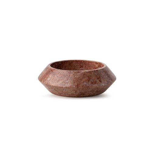 Elegant Red Travertine Marble Bowl, 23 cm Diameter x 7 cm Height | 100% Natural Stone, Rich Red & Brown Colors | Perfect for Home Decor & Centerpieces