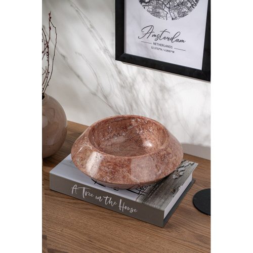 Elegant Red Travertine Marble Bowl, 23 cm Diameter x 7 cm Height | 100% Natural Stone, Rich Red & Brown Colors | Perfect for Home Decor & Centerpieces