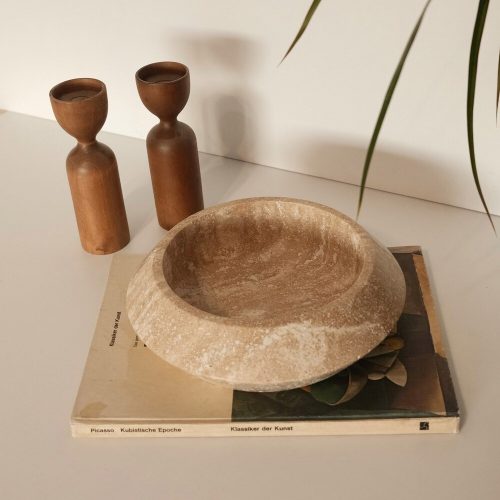 Elegant Beige Travertine Marble Bowl, 23 cm Diameter, 7 cm Height | 100% Natural Stone | Perfect for Home Decor & Functional Use