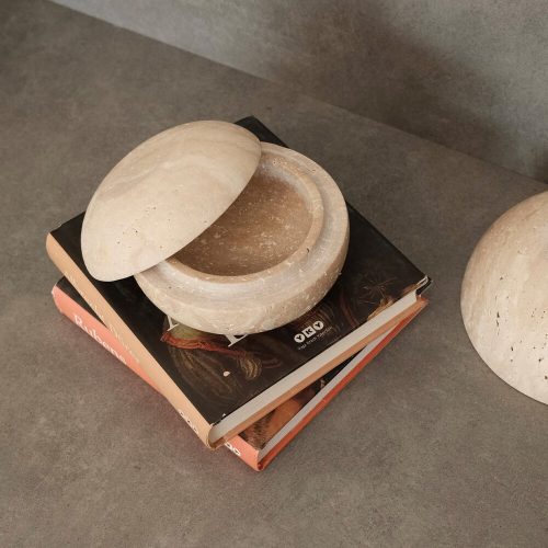 Elegant Beige Travertine Marble Bowl, 13 cm Diameter, 6 cm Height | 100% Natural Stone | Perfect for Home Decor & Functional Use